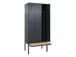 locker met bank,voor scheiding van kleding,HxBxD 2120x900x815mm,3vak