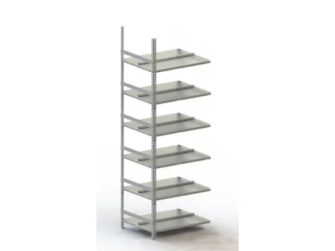 Schroefstelling Aanbouwveld Ral7035 1850x752x604mm 6legborden 80kg