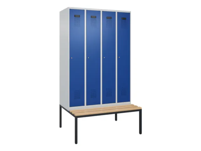 locker met bank,voor scheiding van kleding,HxBxD 2120x1200x815mm,4vak