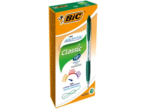 Balpen Bic Atlantis classic grip clic medium groen