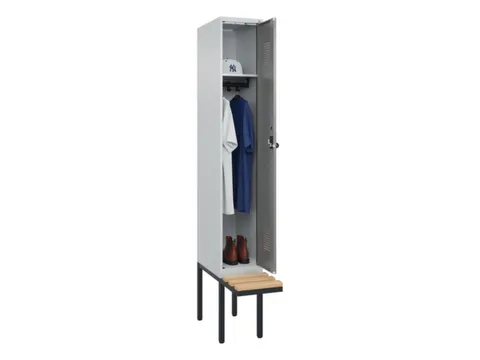 locker met bank,HxBxD 2120x300x815mm,1vak,vak B 300mm,draaigrendel