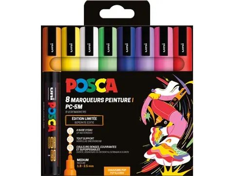 Uni POSCA paintmarker PC-5M 8 stuks assorti POP