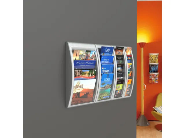 wandfolderhouder HxBxD 650x180x95mm 5xDIN lang transparant aluminium