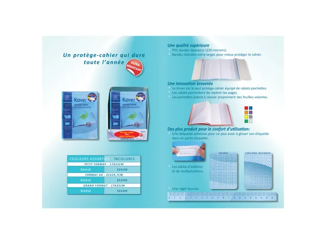 Protège-cahier translucide Kover - 24x32cm - Couleurs assorties