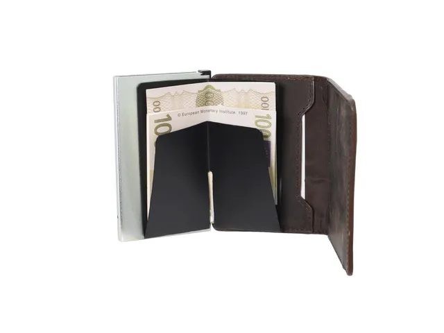 Pasjeshouder Clicksafe RFID jachtleer BR/ZI 6 pasjes met opbergvak voo