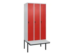 locker met bank,HxBxD 2120x900x815mm,3vak,vak B 300mm,draaigrendel