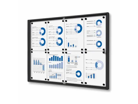 Vitrinekast Mededelingenbord Indoor Economy 8xA4 Zwart