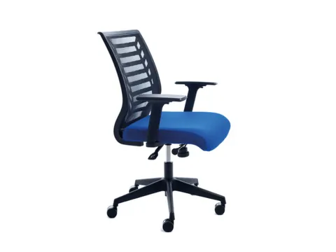 Bureaustoel,Synchroonmech.,M. Armleuningen,Zitting Schuimstof Blauw