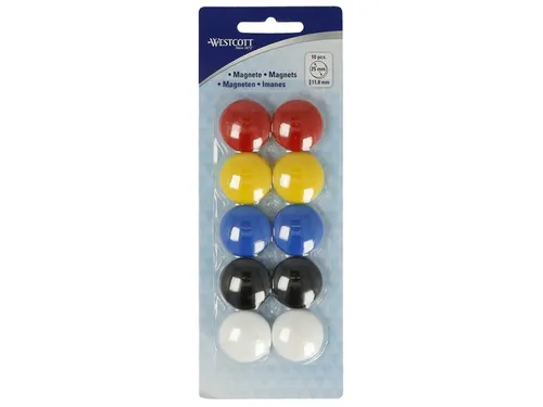 Magneet Westcott assorti pak à 10st. Ø 25x11,8mm, 300g