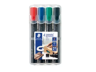 Viltstift Lumocolor 350 permanent beitelpunt set à 4 stuks assorti - 1