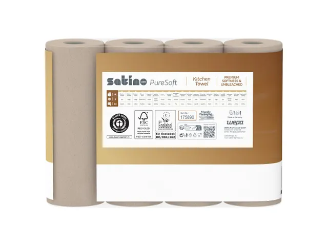 Keukenrol Satino 175891 PureSoft 3laags 4x64 vel naturel