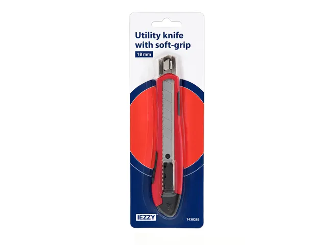 Snijmes IEZZY 18mm kunststof met softgrip inclusief 1 mesje
