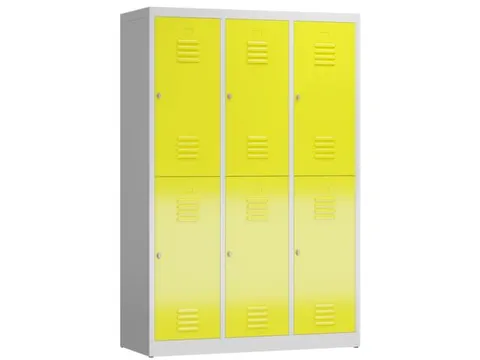 Dubbeldekse garderobekast 1800x1185x500mm 3x2vak 400mm RAL7035 RAL1018