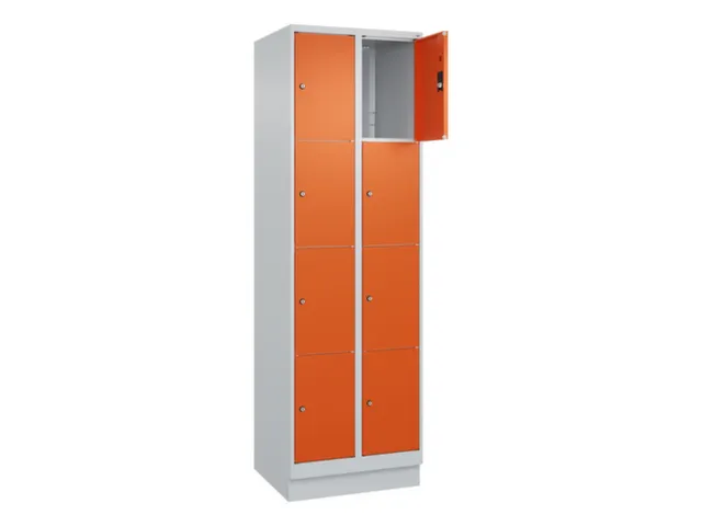 lockerkast,HxBxD 1950x600x500mm,2x4vakken,vak B 300mm,cil.-slot,sokkel