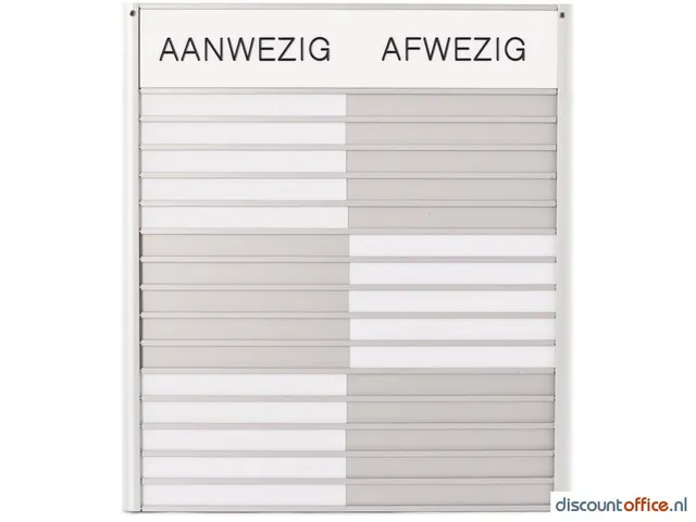 In-uit Bord 15 Namen Aluminium Aan/afwezigheidsbord Wit