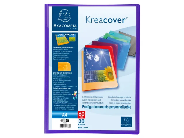 Protège-documents en polypropylène semi rigide Kreacover Opaque 60 v