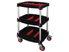 chariot à outils HxlxP 920x490x595mm 3xtablette plastique corps noir