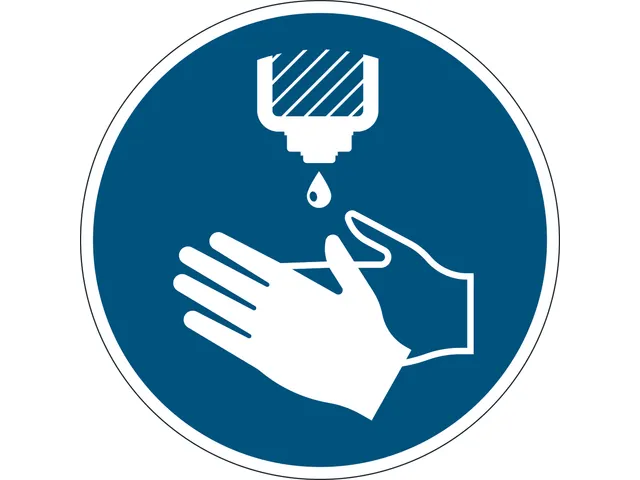 Verwijderbare vloersticker handen desinfecteren