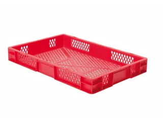 Euronorm-stapelbak 14.5l 75x600x400mm Wanden/bodem Opengewerkt Rood - 1