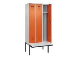 locker met bank,voor scheiding van kleding,HxBxD 2120x900x815mm,3vak
