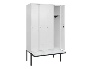 locker met bank,HxBxD 2120x1200x815mm,4vak,vak B 300mm,cil.-slot - 2