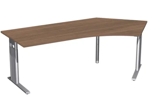 In hoogte verstelbaar hoekbureau 680-820x2166x1130mm noten zilver