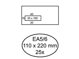 Envelop Quantore 110x220mm Venster Links 30x100mm Zelfklevend