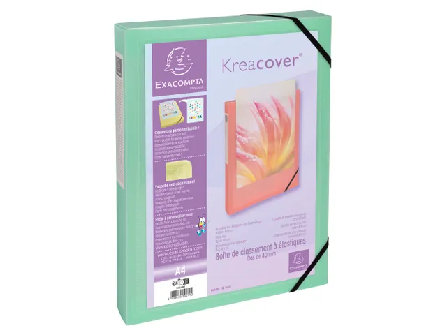 Boite de classement polypropylène Kreacover Pastel dos 40mm - A4 - Co