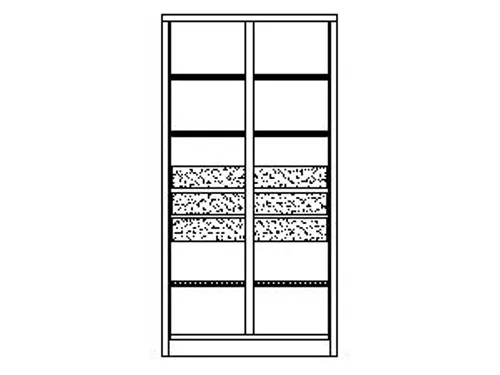 systeemkast,HxBxD 1950x1040x630mm,6xStalen bodem,RAL7035,front RAL5010