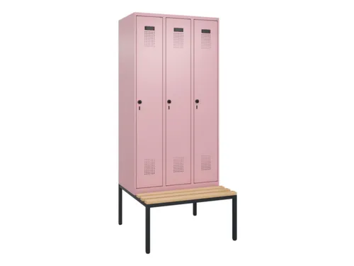 locker met bank,voor scheiding van kleding,HxBxD 2120x900x815mm,3vak