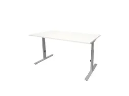Bureau Linesto Plus Hoogte instelbaar 180x90cm Krijtwit, Alu T-poot