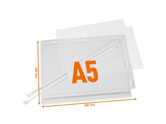 Waterbestendige hoes A5 met kabelbinders transparant 5 stuks