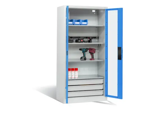 acculaadkast 1950x930x500mm 5stekkerdozen 230V cil.-slot front RAL5012
