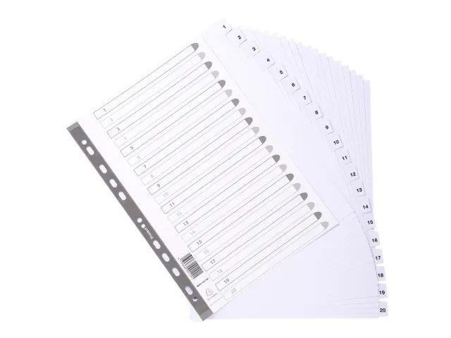 Tabbladen karton 160g A4+ 1-20 wit