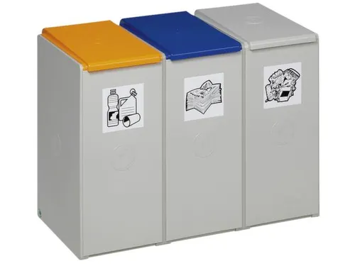 Afvalverzamelaar 3-voudig moduul HxBxD 570x760x405mm 40 liter grijs