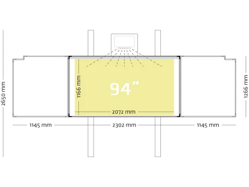 Projectiebord vijfvlaks 126x231cm 16:9 kolom mat Extraflat finger touc