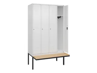 locker met bank,HxBxD 2120x1200x815mm,4vak,vak B 300mm,cil.-slot - 2