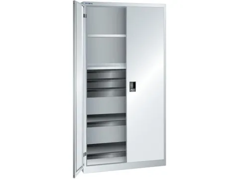universele kast,HxBxD 1950x1000x580mm,4xStalen bodem,3lade(n),key lock