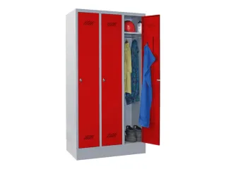 locker,HxBxD 1850x900x500mm,3vak,vak B 300mm,RAL7035,front RAL3000 - 4
