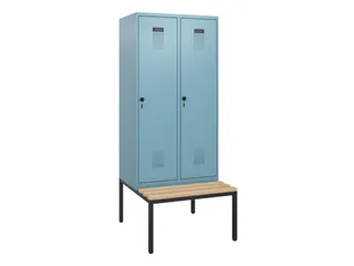 locker met bank,HxBxD 1950x800x815mm,2vak,vak B 400mm,draaigrendel - 2