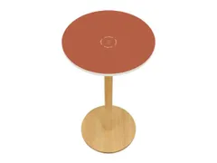 statafel,HxØ 1100x600mm,rond,schotelvoet natuur,blad rood