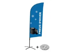 Promotievlag Alu Wind complete set "Pneus d'hiver" kruisvoet Zwart