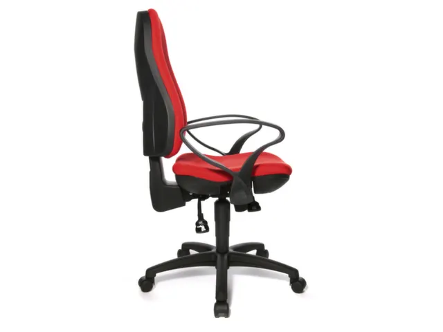 chaise de bureau pivotante,Mécan. synchrone,assise tissu rouge