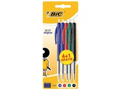 balpen M10 blister 4 + 1 gratis geassorteerde kleuren