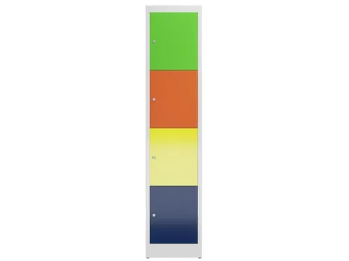 Lockerkast 1800x415x500mm 1x4 vakken cilinderslot, multicolor