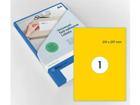 Gekleurde Etiketten 210x297mm A4 Geel 42724 1000 Vel