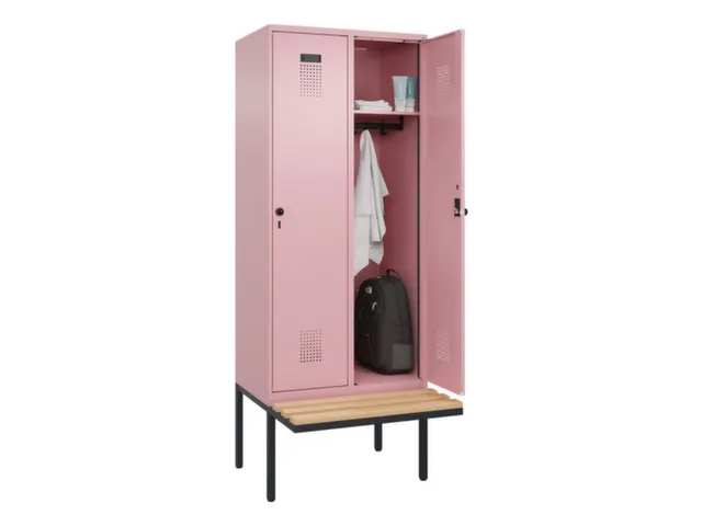locker met bank,HxBxD 2120x800x815mm,2vak,vak B 400mm,draaigrendel