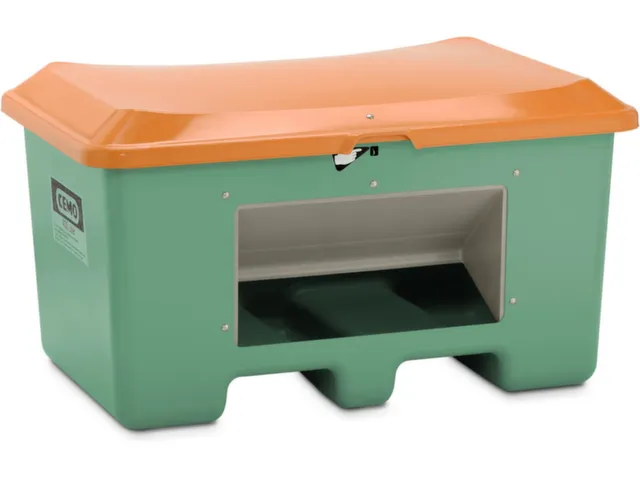 strooigoedbak,400l,HxBxD 680x1210x820mm,GVK,groen,deksel oranje