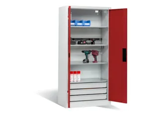 acculaadkast 1950x930x500mm 5stekkerdozen 230V cil.-slot front RAL3003 - 2