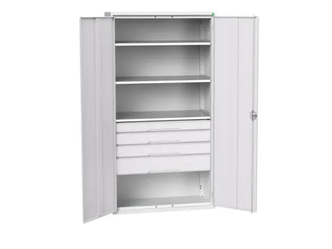 universele kast,HxBxD 2000x1050x550mm,3xStalen bodem,4lade(n)